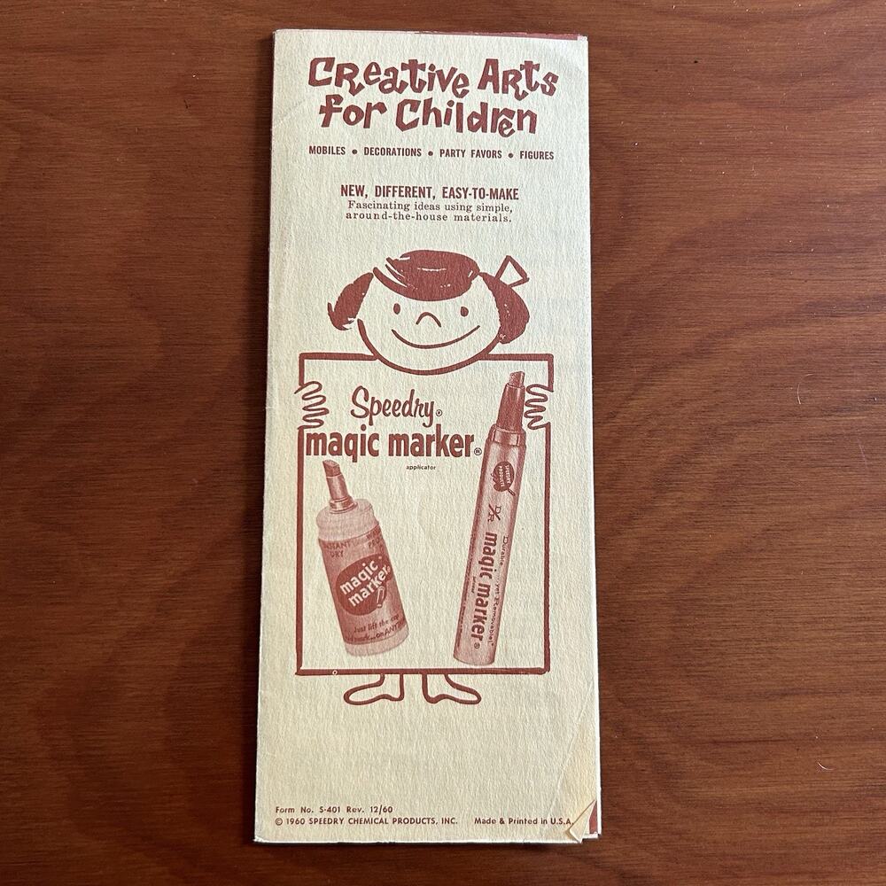 Vintage Creative Arts For Children With Speedy Magic Marker 1960s Advertisement